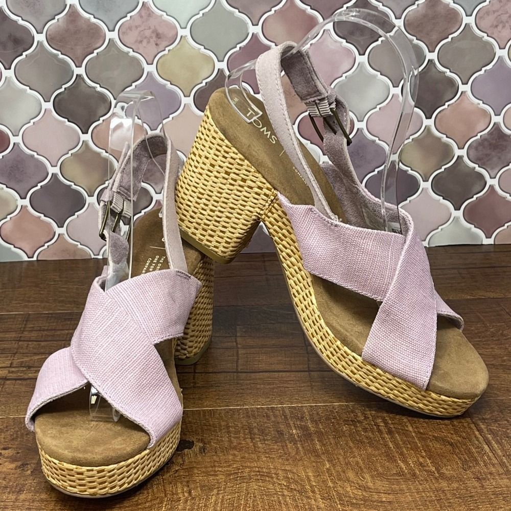Toms - Ibiza Platform Heel Burnished Lilac‎ Heritage Canvas - Size 9 - Picture 5 of 17